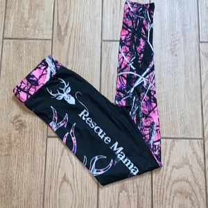 Rescue Mama Deer Head in White Pink and Black Leggings/joggers or Hiking SZ S